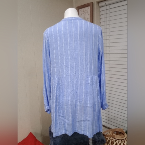 MASAI Blue Tunic White Striped Dress Relaxing Fit Flowy Lightweight Shirt Dress - Picture 7 of 9